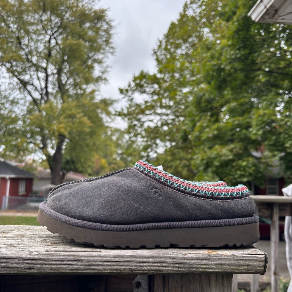 Ugg tasman women’s size 8 grey suede slippers.